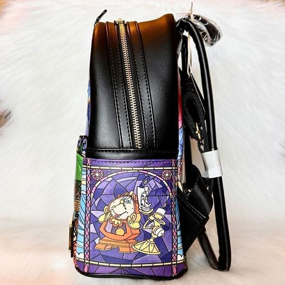 Beauty & Beast Stained Glass Castle Backpack, Wallet & Cardholder Loungefly NWT - Picture 3 of 16